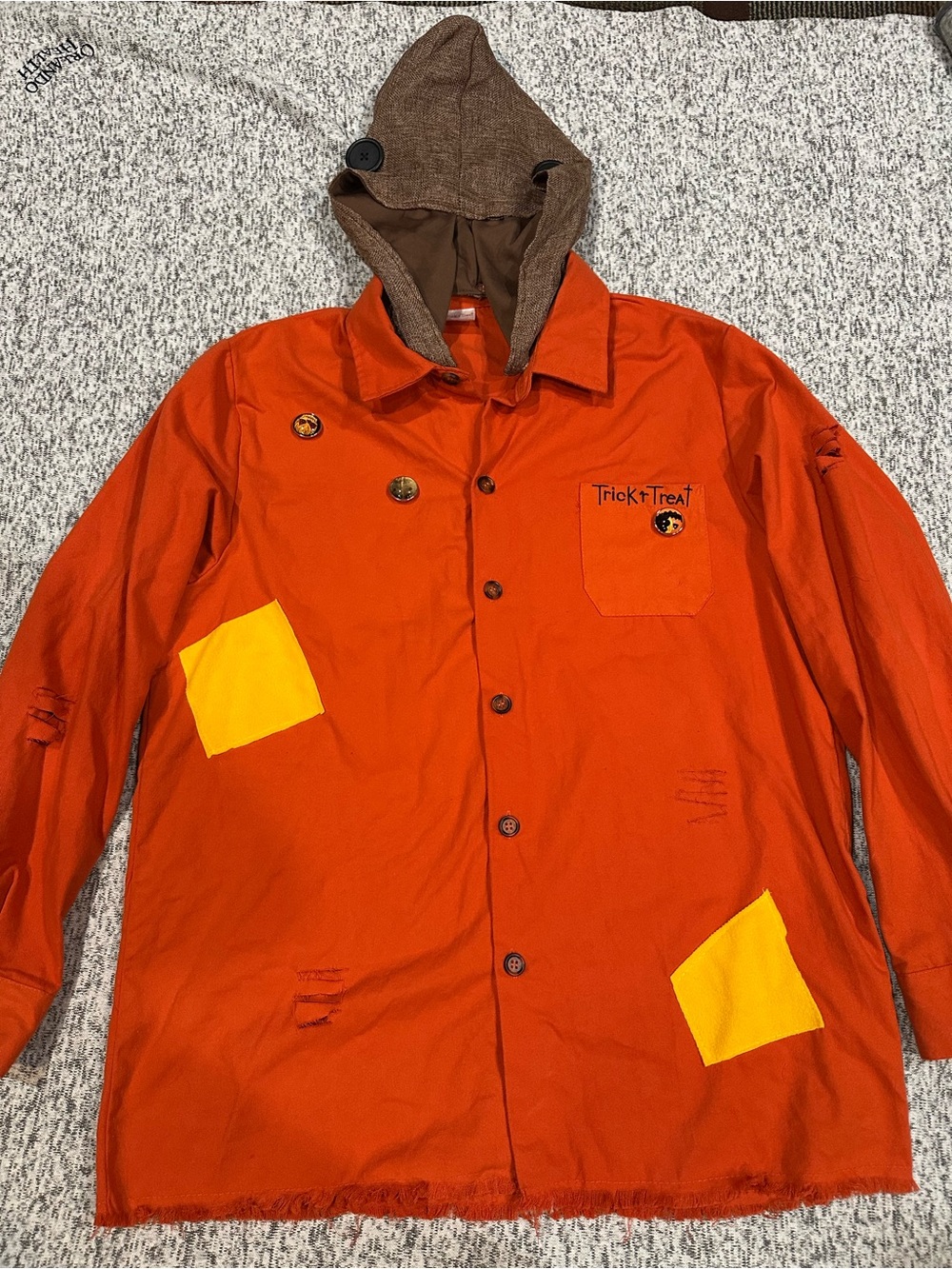 Men’s Orange Hooded Trick-r-Treat Jacket Only Sz L Spirit of Halloween. EUC